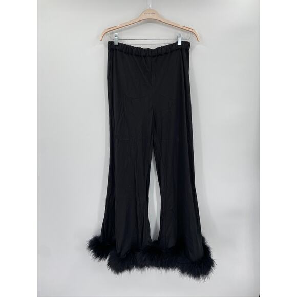 Sleeper Boudoir Black Feather-Embellished Lounge Pajama Pants - Picture 3 of 8